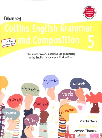 Book cover number 1 for Enhanced Collins English Grammar And Composition 5 (NCF 2023) written by Prachi Deva published by Harper Collins Publishers