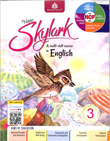 Book cover number 1 for New Skylark 3 (A Multi-Skill Course In English) NEP 2020/NCF 2023 written by Debahuti Das, Sumita Banerjea published by Madhubun Educational Books