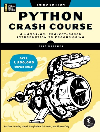 Book cover number 1 for Python Crash Course (Special India Edition) written by Eric Matthes published by No Starch Press