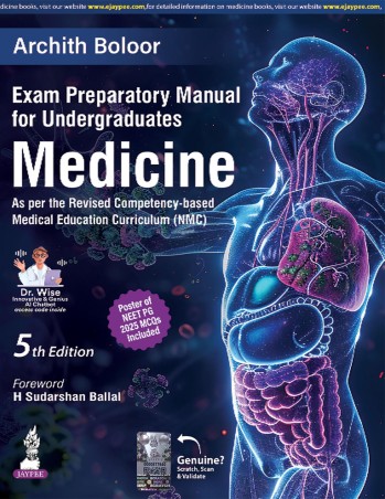 Book cover number 1 for Exam Preparatory Manual For Undergraduates Medicine written by Archith Boloor published by Jaypee Brothers Medical Publishers (P) Ltd.