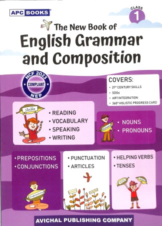Book cover number 1 for APC The New Book Of English Grammar And Composition Class 1 ( NCF 2023) written by NA published by Avichal Publishing Company