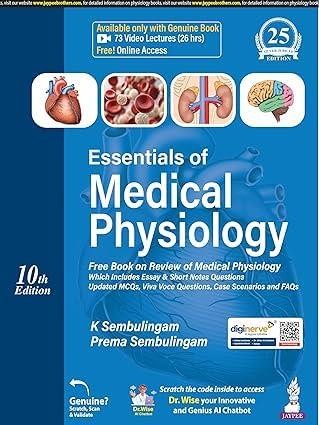 Book cover number 1 for Essentials Of Medical Physiology (Free Review Of Medical Physiology) written by K. Sembulingum, Prema Sembulingum published by Jaypee Brothers Medical Publishers (P) Ltd.