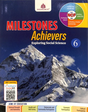 Book cover number 1 for Milestones Achievers 6 (Exploring Social Science) NCF 2023 written by NA published by Madhubun Educational Books