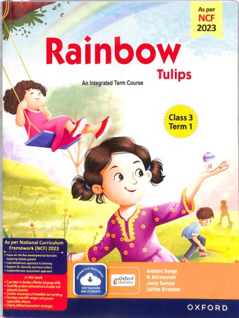 Book cover number 1 for Rainbow Tulips (Revised Edition) Class 3 Term 1 NCF 2023 written by Archana Dange, N. Athimoolam, Jency Samuel published by Oxford University Press