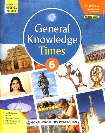 Book cover number 1 for General Knowledge Times 6 (NEP 2020 / NCF 2023) Middle Stage written by Vijaya published by Goyal Brothers Prakashan