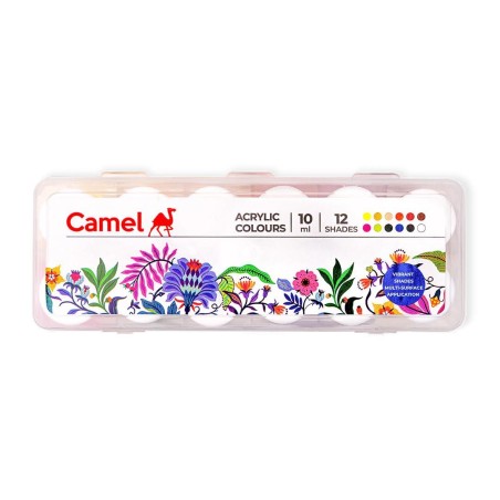 Stationery image 1 for Camel Acrylic Colours 12 Shades (12 X 10 ML)