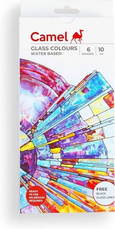 Stationery image 1 for Camel Glass Colours Water Based 6 Shades 10ml
