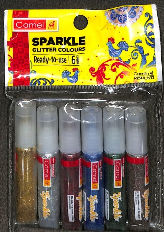 Stationery image 1 for Camel Sparkle Glitter Colours Ready-To-Use 6 Shades