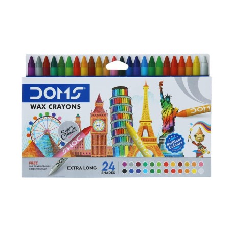Stationery image 1 for Doms Extra Long Wax Crayons 24 Shades