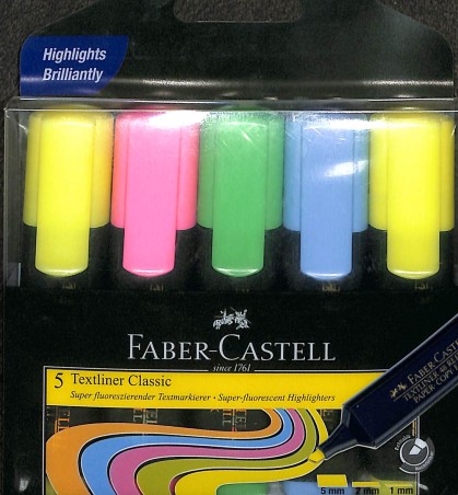 Stationery image 1 for Faber Castell 5 Textliner Classic Hi Lighter (Assorted Colours)