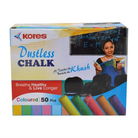 Stationery image 1 for Kores Dustless Chalk (Coloured) 50 Pcs/ Set