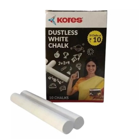 Stationery image 1 for Kores Dustless Coloured Chalk Set Of 10