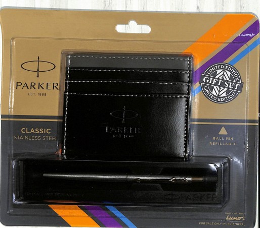 Stationery image 1 for Parker Classic Stainless Steel Gold Trim Ball Pen Limited Edition (Gift Set)