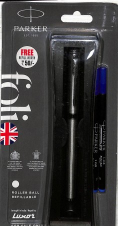 Stationery image 1 for Parker Folio Stainless Steel Chrome Trim Roller Ball Pen Refillable