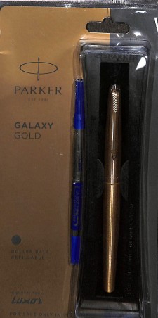 Stationery image 1 for Parker Galaxy Gold Roller Ball Pen (Gold Plated Clip)